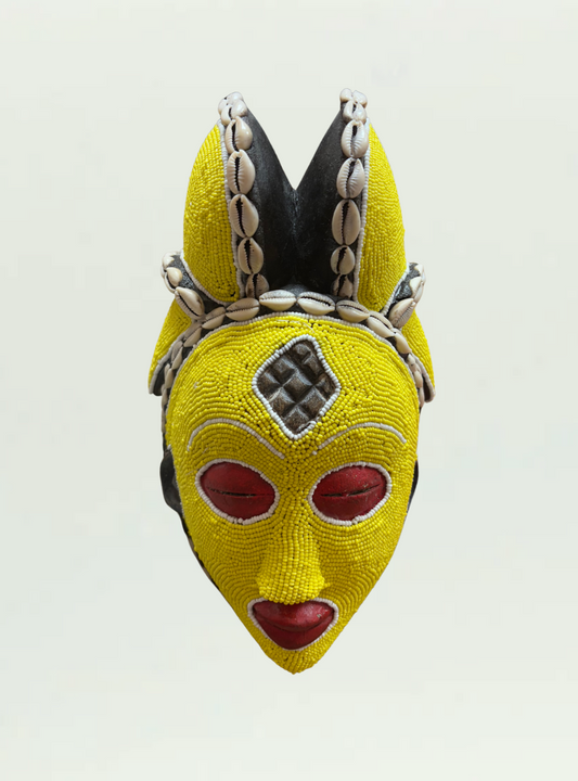 Punu Ceremonial Beaded Shell Mask
