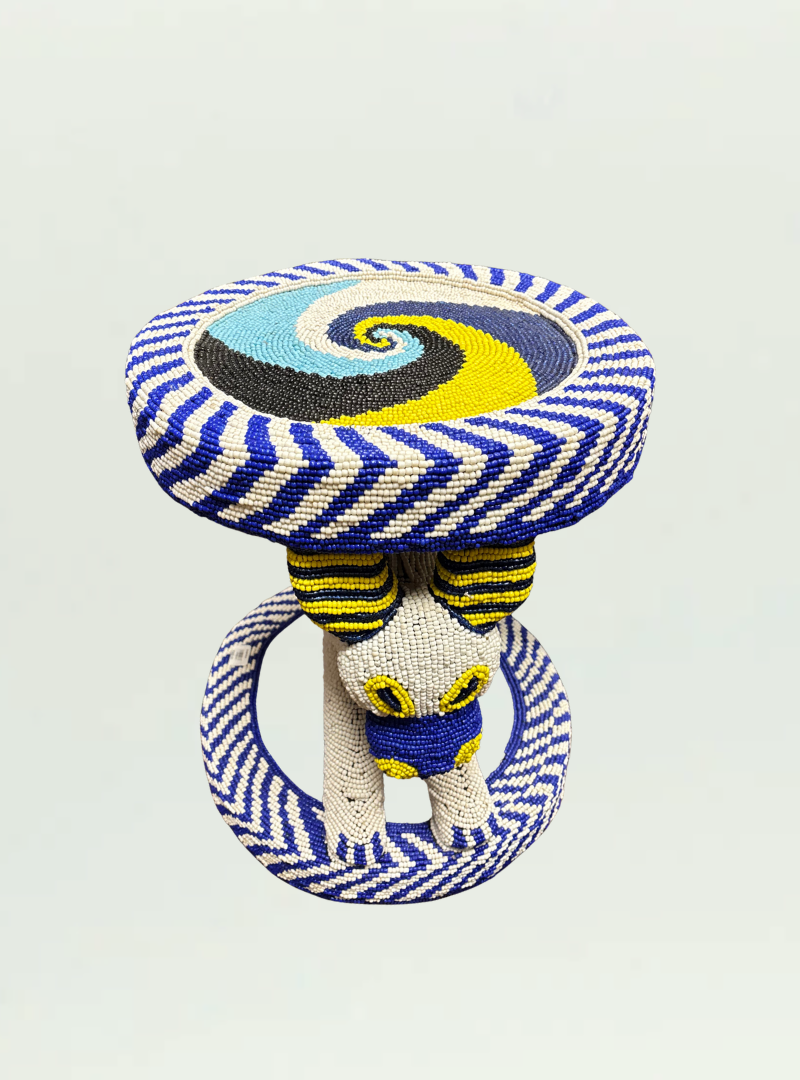 Beaded Blue Stool