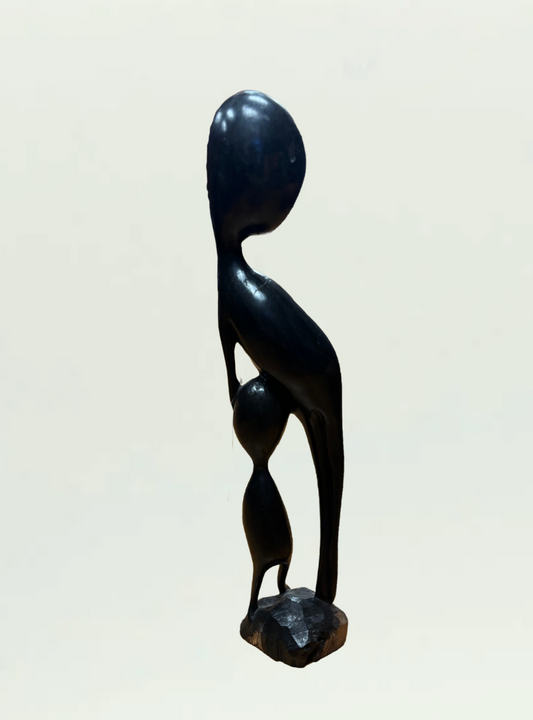 Dark Wood Mother and Child Figure