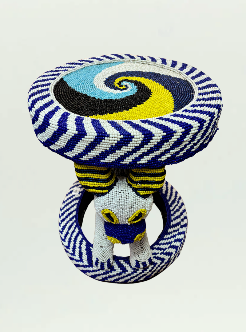 Beaded Blue Stool