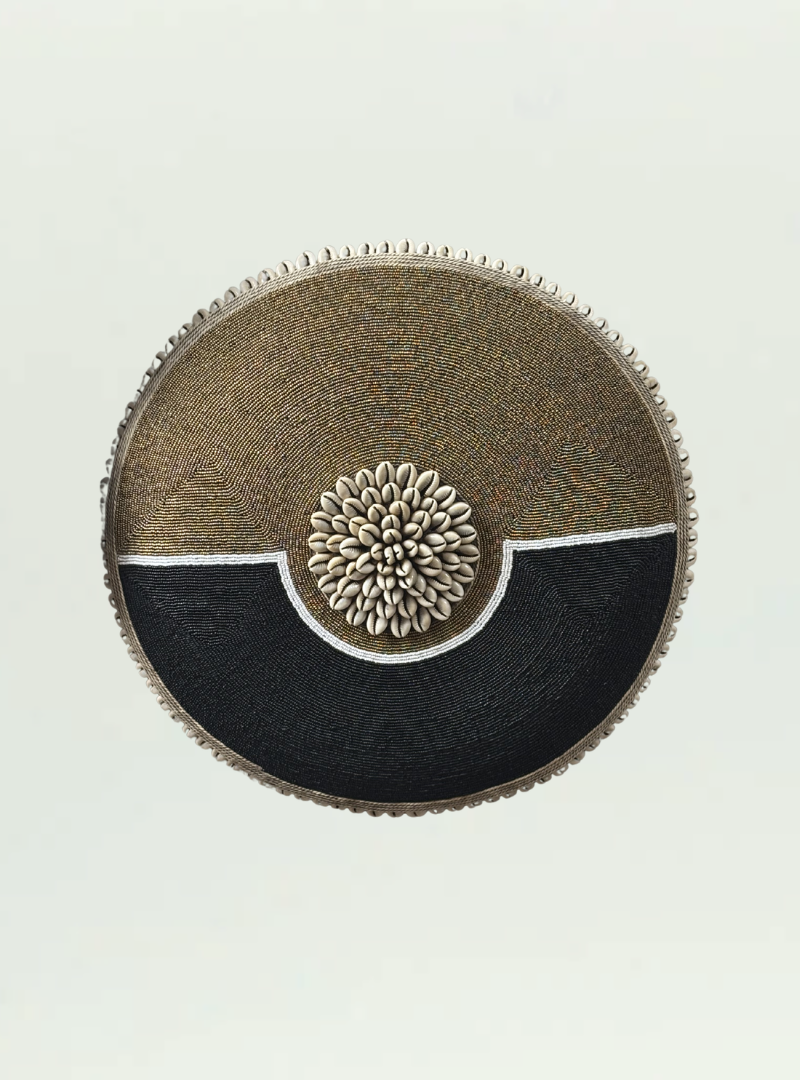 Gold and Black Beaded Shield