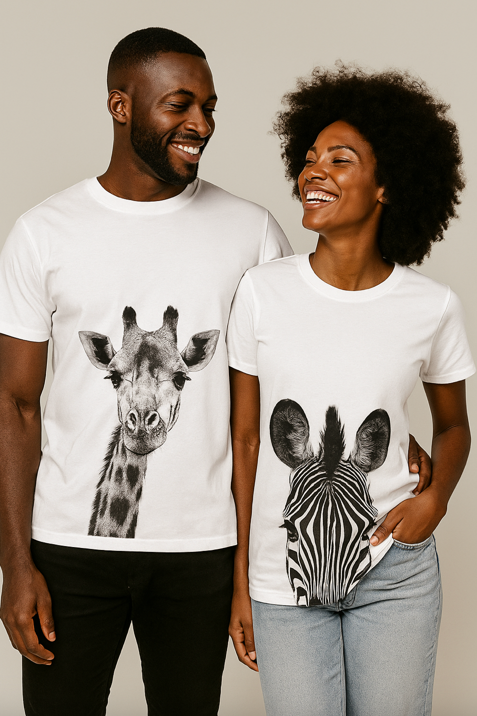 Giraffe White and Black T-shirt