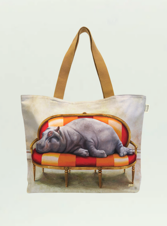 Hippo at Leisure Canvas Bag