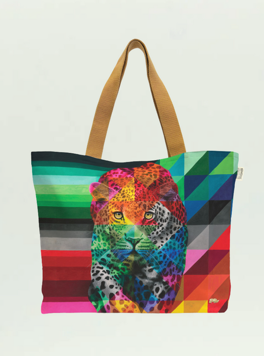 Leopard in Colour Canvas Bag