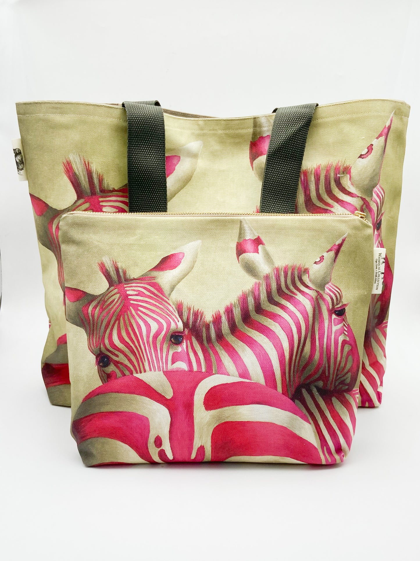 Whimsical Collection Pink Zebra Canvas Bag