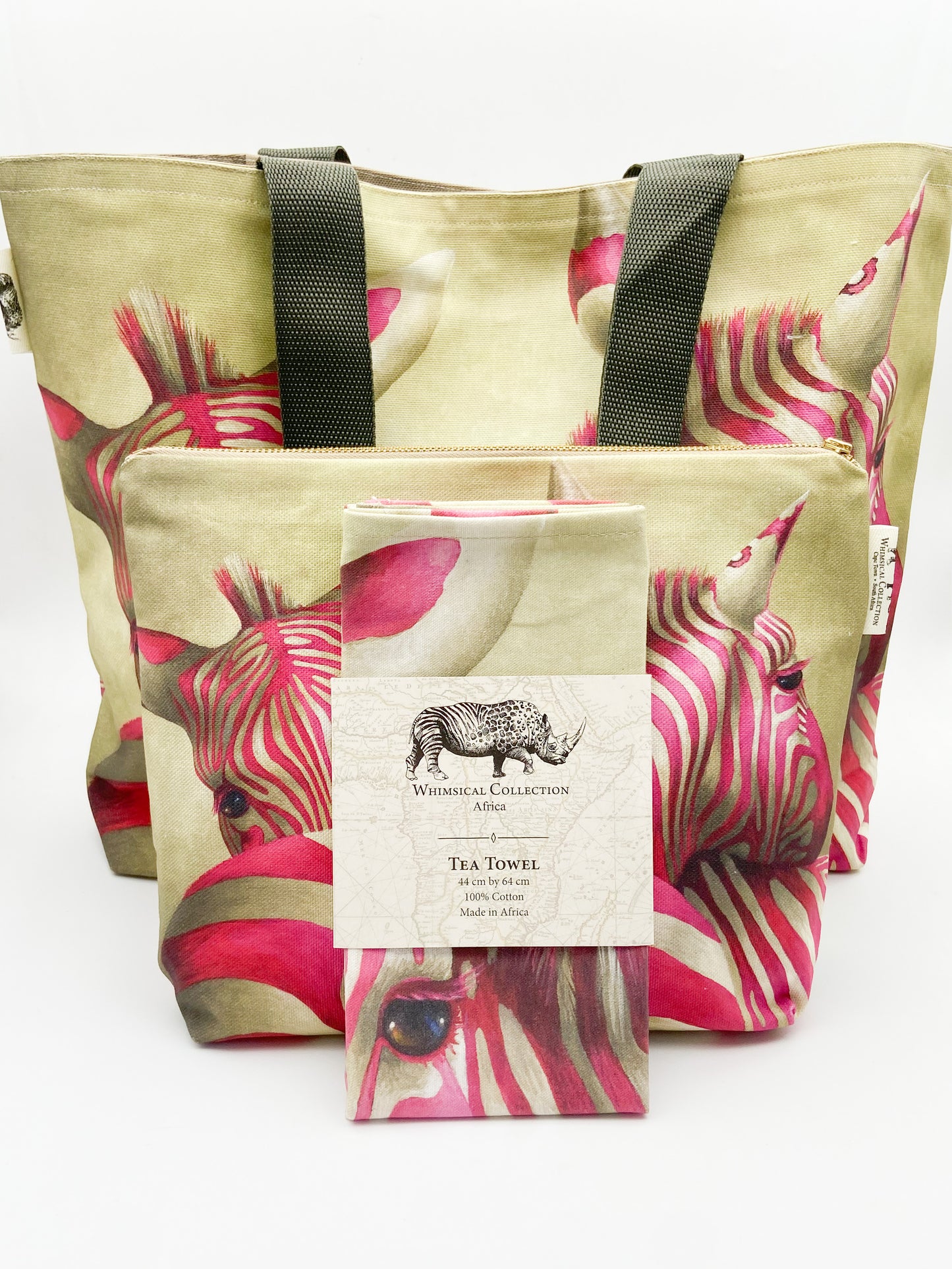 Whimsical Collection Pink Zebra Canvas Bag