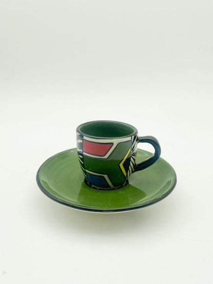 South African Espresso Cup & Saucer Green