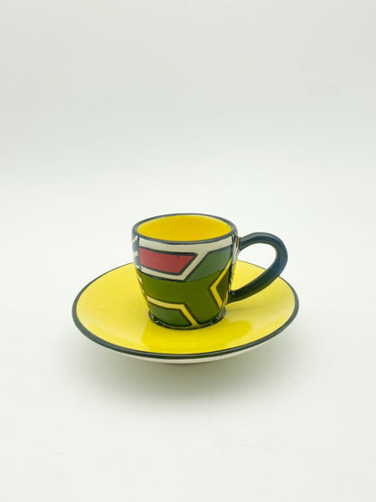 South African Espresso Cup & Saucer Yellow