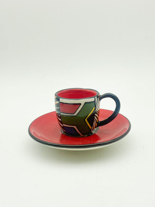 South African Espresso Cup & Saucer Red