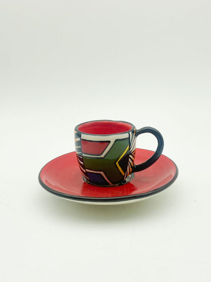 South African Espresso Cup & Saucer Red
