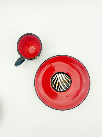 South African Espresso Cup & Saucer Red
