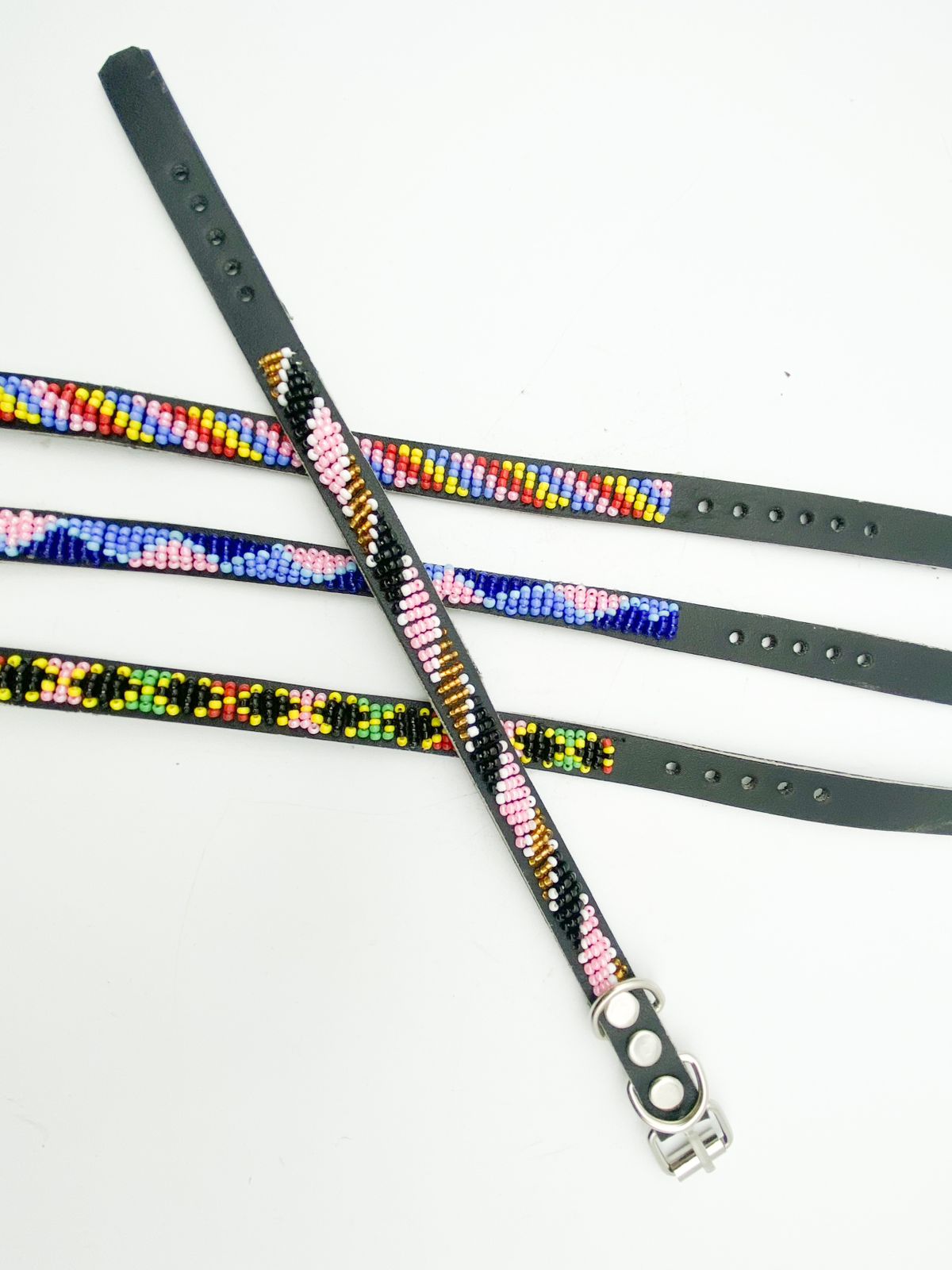 Beaded Leather Dog Collar Extra Small