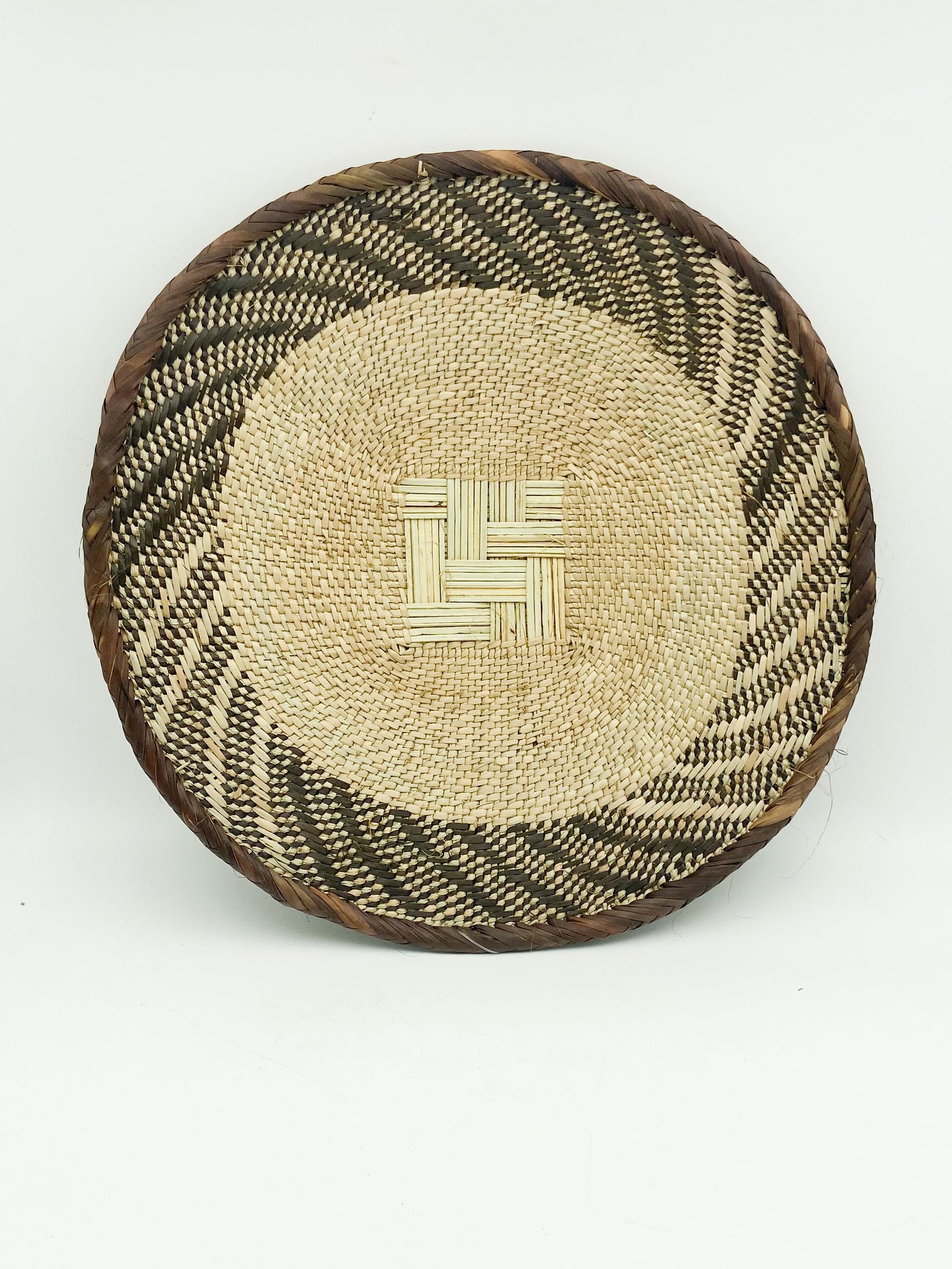 Natural Woven Basket Brown Rim